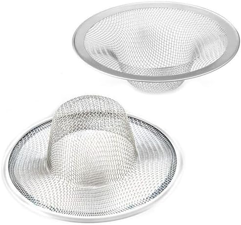 2.75" Top / 1" Kitchen Sink Drain Strainer, 2PCS Stainless Steel Filter Trap, Mesh Shower Drain Hair Catcher for Bathroom, Laundry, Utility, RV, Slop Sinks, Fast Flow Full Mesh Drain Covers Basket