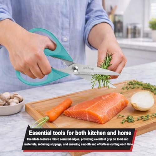 Small Kitchen Scissors 8-inch, iBayam 2 Pack Kitchen Shears All Purpose
