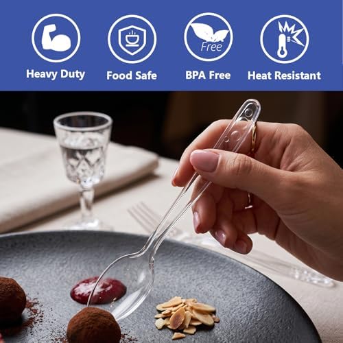 SACATR 3000 Count Clear Plastic Silverware Heavy Duty -Forks, Spoons