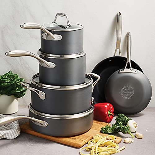 Tramontina OnyxPro Hard Anodized Nonstick 10-Pc Pots and Pans Set with Lids