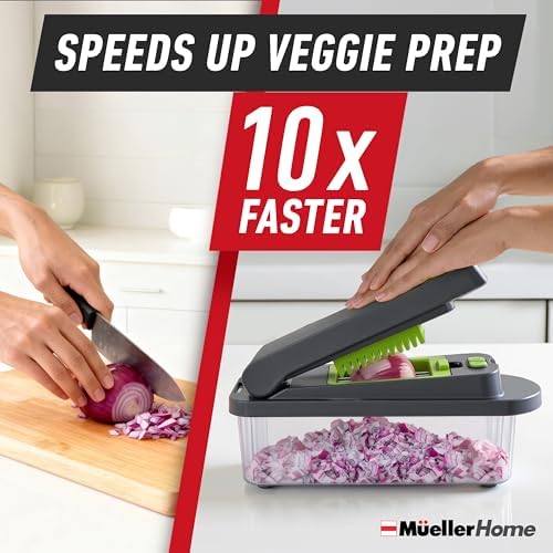 MUELLER HOME Pro-Series 10-in-1 Vegetable Chopper with Container, 8 Blade