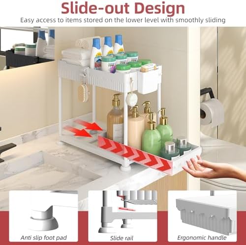 Sevenblue 4-Pack 2-Tier Under Sink Organizer with Pull Out Drawers