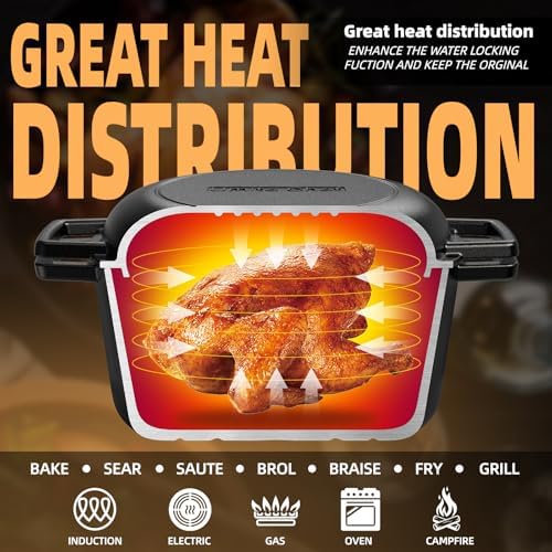 Cast Iron Dutch Oven Pot with Skillet Lid – Pre-Seasoned – Skillet Lid Cooking Pan– PFAS-Free –Umite Chef Cast Iron Skillet Cookware for Bread, Frying, Baking – Dual Handles – Oven, Grill, Campfire & Stovetop Safe – Durable & Non-Toxic, 5QT