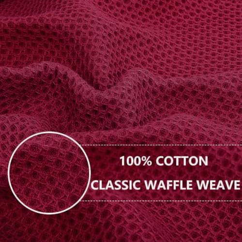 Homaxy 100% Cotton Waffle Weave Kitchen Dish Towels 4-Pack, Magenta