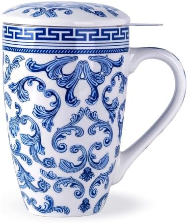 AmorArc Tea Cup With Infuser and Lid, 18oz Loose Leaf Tea Mug With Steeper