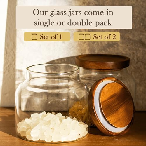 Labina Glass Jar with Wood Lid, Airtight Kitchen Storage Canister