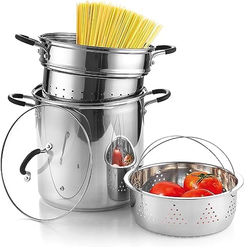 Cook N Home 12 Quart Stainless Steel Pasta Pot with Strainer Insert 3-in-1