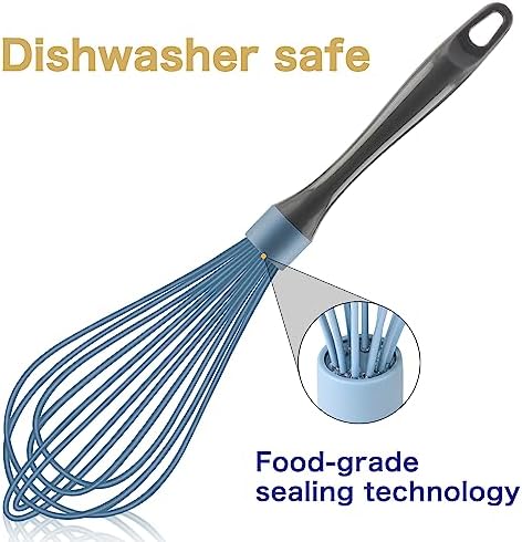 OYV Dishwasher Safe Silicone Whisk, 12-Inch, Non-Scratch, Blue