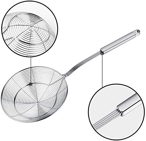 Spider Strainer Skimmer, Swify Stainless Steel Asian Strainer Ladle Frying Spoon with Handle for Kitchen Deep Fryer, Pasta, Spaghetti, Noodle, 7 Inch