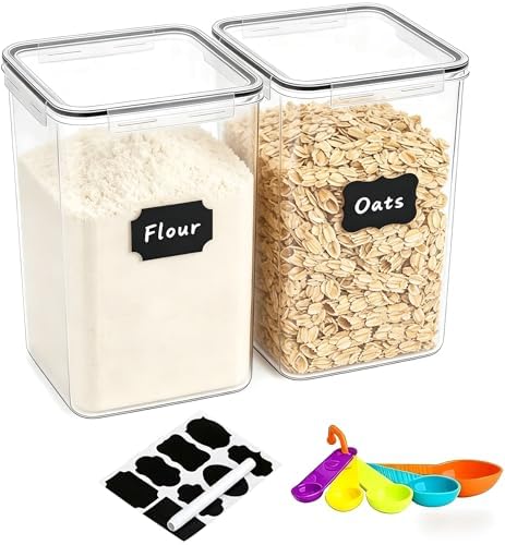 2pc 6.5L Airtight Food Storage Containers with Lids, Cups & Labels