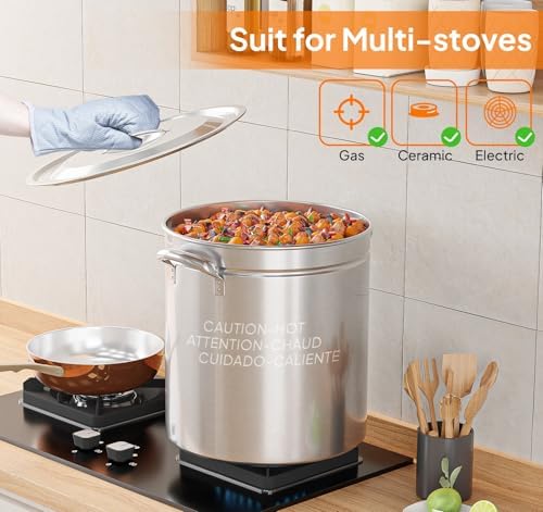 ROVSUN 36-Quart Stainless Steel Turkey Fryer & Seafood Boil Pot with Basket, Lid & Hook, Large Stock Pot for Outdoor Cooking of Turkey, Crawfish, Crab, Lobster & Shrimp