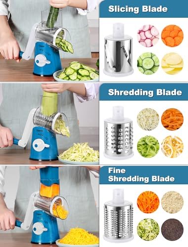 Geedel Rotary Cheese Grater Hand Crank, Cheese Shredder Vegetable Slicer