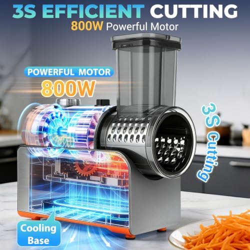 5-IN-1 Electric Cheese Grater Stainless Steel 800W [3S Efficient Cutting]