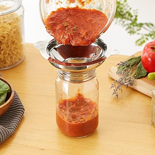 RSVP International Endurance Canning Collection Non-Reactive 18/8 Stainless Steel, Dishwasher Safe, Funnel, Wide Mouth, 2-3/4"