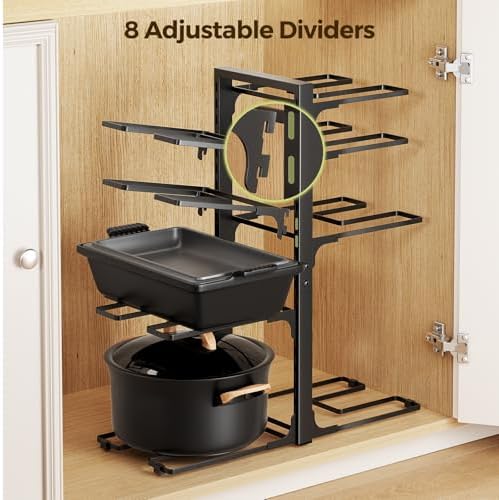 LAMU 8-Tier Heavy Duty Pots and Pans Organizer under Cabinet, 20.8" H