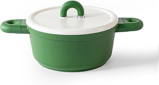Alpstone 4QT Nonstick Stock Pot with Lid, Ceramic Casserole with Die-cast lid, Non-toxic Kitchen Soup Pot, Family Cooking Pots PFAS and PFOA Free (Green Color)
