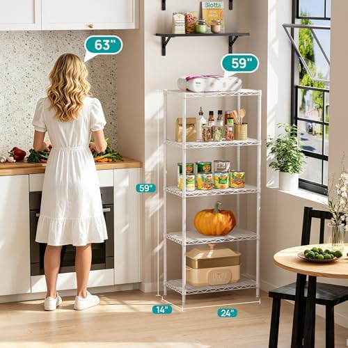 SINGAYE 5 Metal Shelves Wire Shelving Storage Shelf Adjustable Unit Pantry