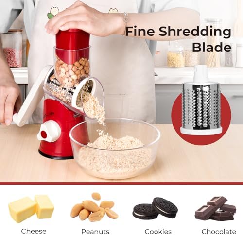 X Home Rotary Cheese Grater for Kitchen, Red