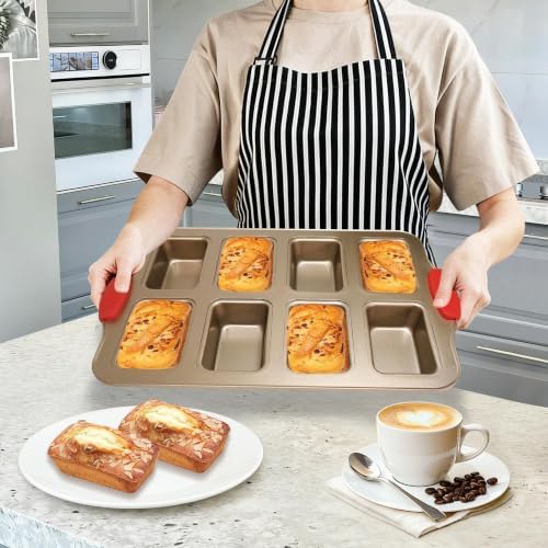 Mini Loaf Pans 8 Cavity Loaf Baking Pans With Silicone Handle Gold