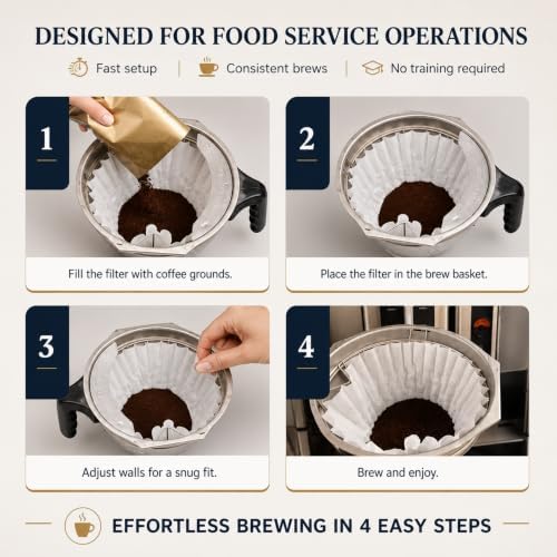 Katy’s Extra Large Commercial Coffee Filters (12.5” x 4.5”) for BUNN, Fetco & Curtis 1.5–3 Gallon Coffee & Tea Machines - Tall Walls, No Ground Overflow - Premium Filters for Businesses (Bulk Pack)