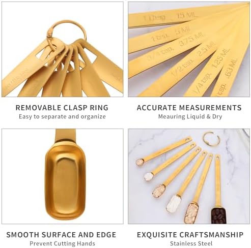 DOCBLACK 6PCS Measuring Spoons Set, Premium Heavy Duty Stainless Steel Metal Kitchen Measuring Tools Set, for Cooking Baking, for Dry or Liquid, Fits in Spice Jar - Orange Red