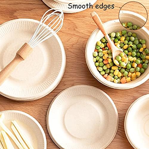 100 Pack Compostable 8 oz Paper Bowls,Small Natural Disposable Paper Bowls