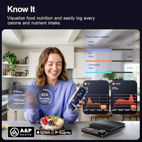 Smart Food Scale with Nutritional Calculator, USB Charging, 11lb