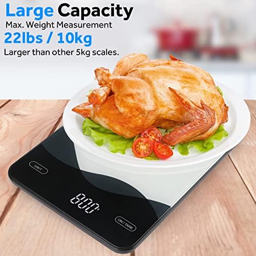 AIMILAR USB-C Rechargeable Digital Food Kitchen Scale 22lb/10kg Glass LED