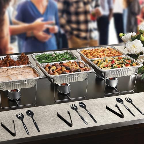 Party Essentials Disposable Heavy Duty Plastic Serving Utensils for Buffets Events Parties, 6-Sets of Spoons/Forks/Tongs, Black