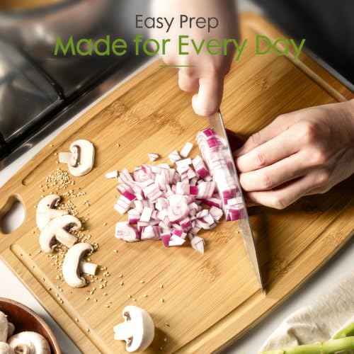 Astercook Large Bamboo Cutting Board for Kitchen