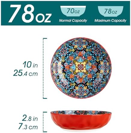 vancasso Large Serving Bowls,78 Oz Salad Bowls Set of 2,Serving Dishes-Red