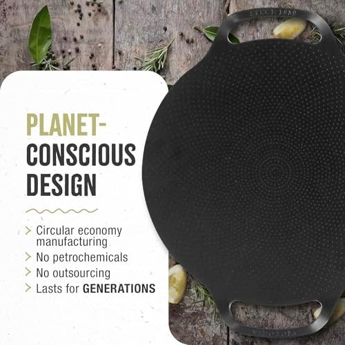 Victoria 15-Inch Cast Iron Comal Pizza Pan with 2 Side Handles, Preseasoned with Flaxseed Oil, Made in Colombia