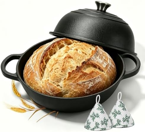 Cast Iron Bread Oven 6QT, Sourdough Bread Baking Pan with Lid