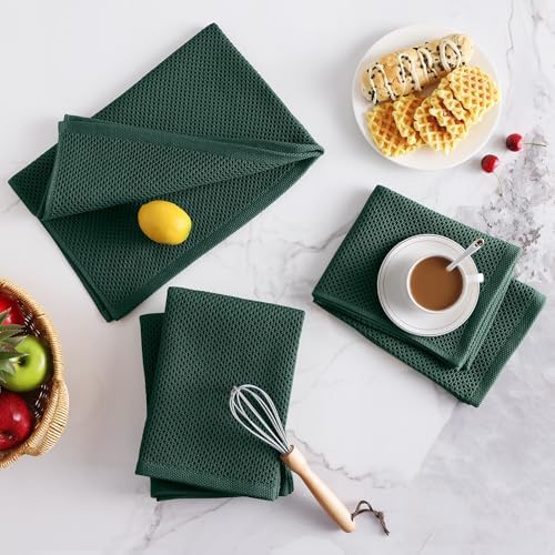 Homaxy 100% Cotton Oversized Waffle Weave Kitchen Towels 8-Pack