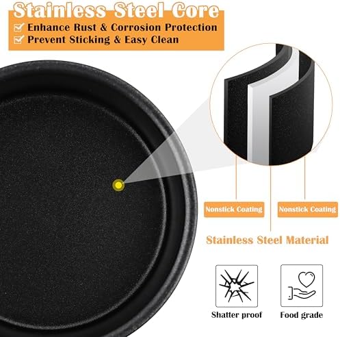 E-far 4 Inch Cake Pan Set of 3, Nonstick Stainless Steel Mini Cake Pans