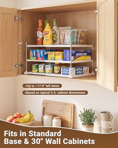 EVERIE Extendable 3-Tier Kitchen Cabinet & Pantry Organizer for Plastic Wrap, Foil & Storage Bags, Adjustable Heavy Duty Shelf Rack for Wrap Boxes, Jars & Snack Boxes (11–16.7 in Wide), Pack of 1
