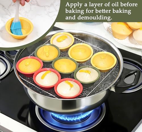 Webake 36 Pcs Platinum Silicone Puto Molder Filipino Small-Size, 2.2" Reusable Kutsinta Molder for Steamer, Plastic Replacement Baking Cup, BPA-Free and Non-Stick, Great for Bite-Size Muffin, Tart
