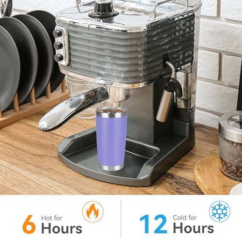 20 oz Tumbler Stainless Steel Tumblers Bulk with Lid Double Wall Insulated Coffee Tumbler Cups for Hot & Cold Drinks Powder Coated Travel Coffee Tumbler Mug Metal (Lavender, 12 pack)
