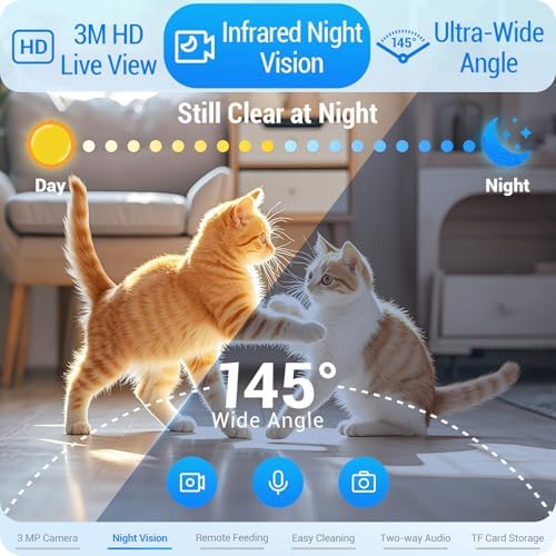 Frienhund Automatic Cat Feeder with 2K Camera: 5G WiFi Automatic Dog Feeder with Night Vision,Cat Food Dispenser with 7L Large Food Storage Container for Multiple Pet,Detachable for Easy Clean -29 Cup
