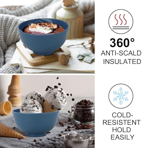 Wrova wheat straw small bowls 10oz set of 8 - Unbreakable Dessert Bowls set for kids - Mini Bowls for Ice Cream,Snack and Fruits - Microwave & Dishwasher Safe Appetizer Bowls