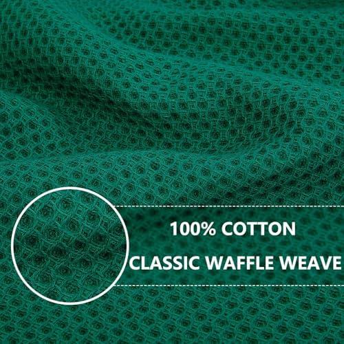 Homaxy 100% Cotton Waffle Weave Kitchen Dish Cloths 24-Pack, Dark Green