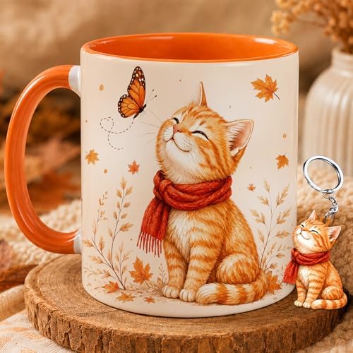 Hyturtle Orange Tabby Cat Coffee Mug, Cute Fall Gift For Cat Lovers
