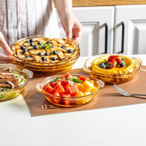 Glass Pie Pan for Baking, Round Glass Baking Dish (Amber 6PCS)
