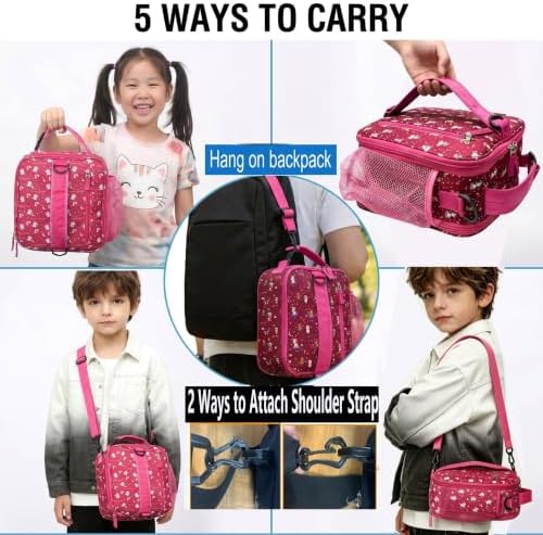 Expandable Lunch Box Kids,Cute Cartoon Insulated Lunch bag for Kids Boys Girls Portable Double-Capacity Lunchbox Special Design for school Picnic Outdoor