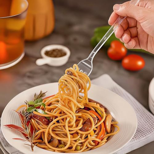 BYSNOW 100 Count Extra Heavy Duty Plastic Silverware Disposable Cutlery Set