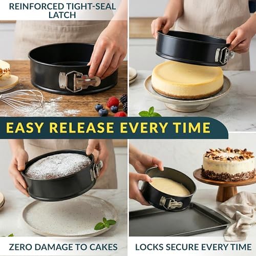 Springform Pan Set of 4, Nonstick Cheesecake Pans 4/7/9/10" Carbon Steel