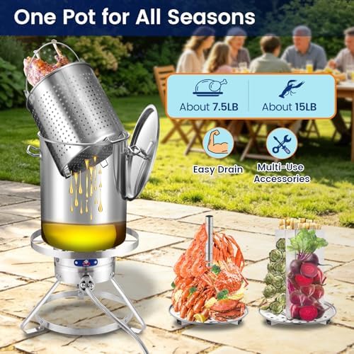 ARC 32QT Stainless Steel Stock pot 6-Piece For Seafood Boil Pot with Basket