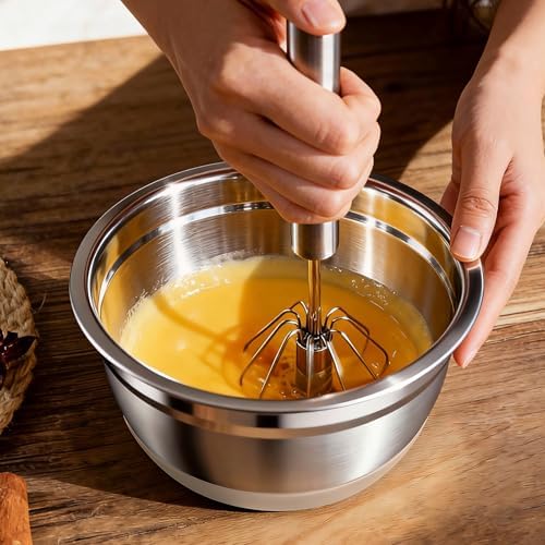 Stainless Steel Mixing Bowls Set with Lids & Silicone Base,7‑Piece Set