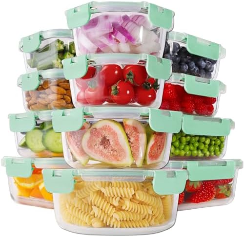 24pc Glass Food Storage Containers with Lids，Glass Meal Prep Containers