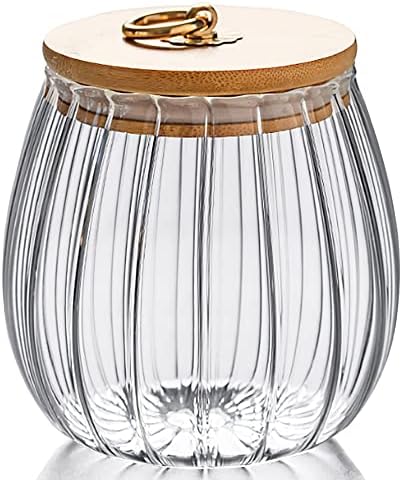 Glass Coffee Nuts Canister Airtight Jar with Bamboo Lid 54 FL OZ Large Oval